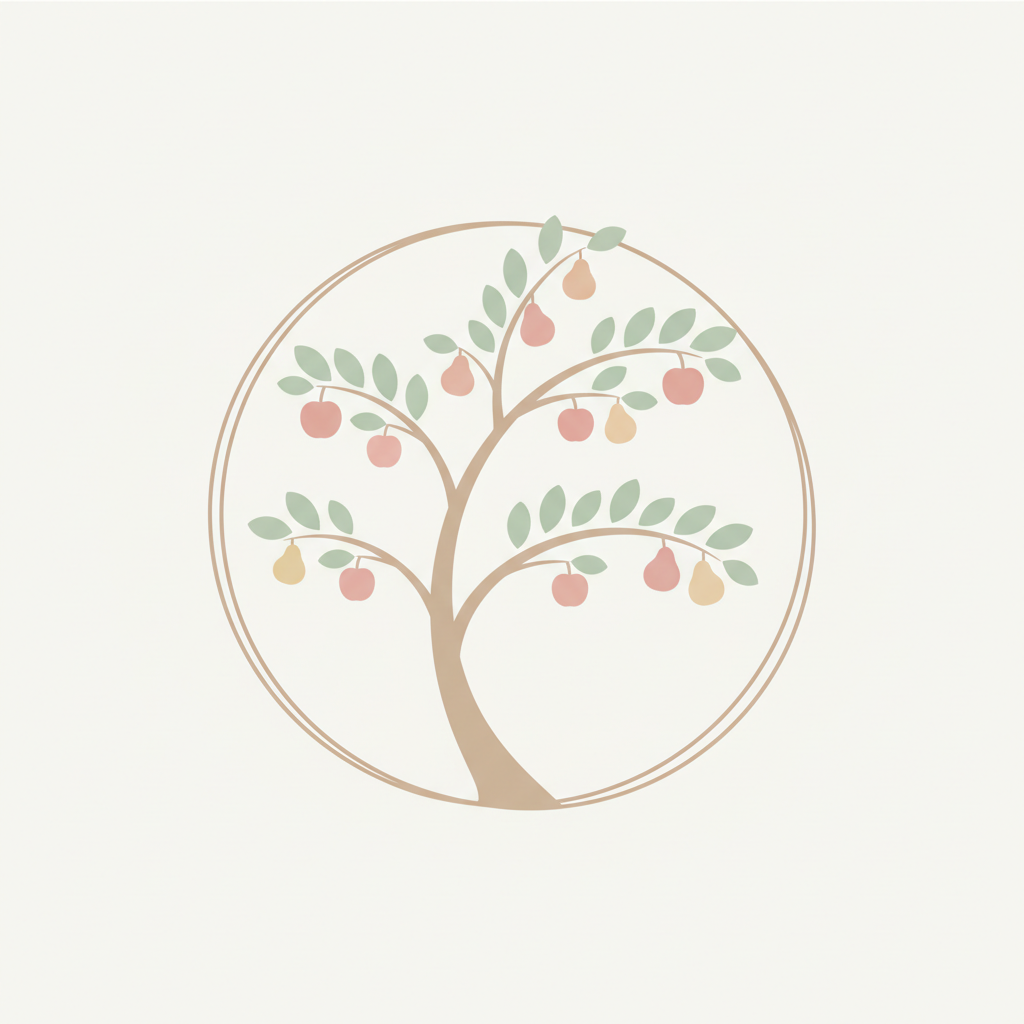 Erstelle mir ein zartes Icons eines Obstbaumes